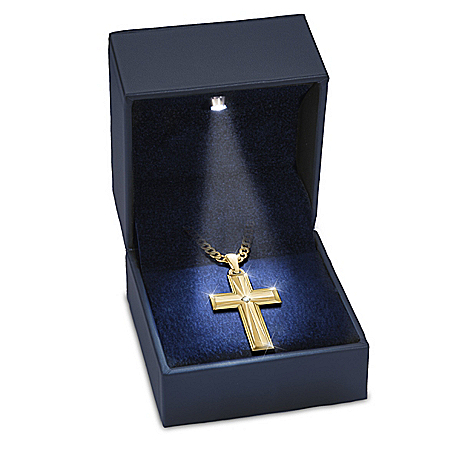 Men’s Cross Pendant Necklace For Son With Lighted Box