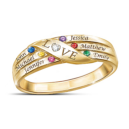 Love Holds Our Family Together Women’s Personalized Diamond And Crystal Birthstone Ring – Personalized Jewelry