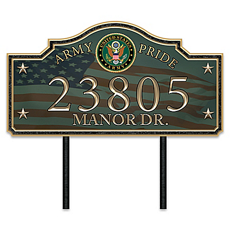 Army Pride Personalized Outdoor Address Sign
