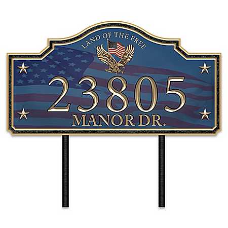 Home Of The Free Personalized Patriotic Outdoor Address Sign