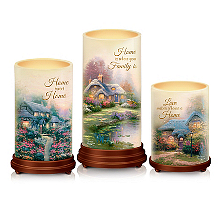 Thomas Kinkade The Light Of Home Flameless Wax Candle Set