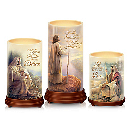 Pillars Of Faith Candle Set With Greg Olsen Biblical Art