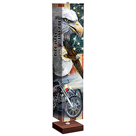 Ride Hard, Live Free Floor Lamp With Art On 4-Sided Shade