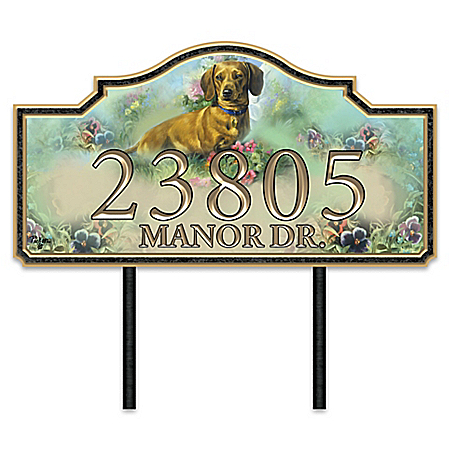 Warm Dachshund Welcome Personalized Address Sign