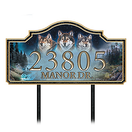 Al Agnew Wolf Art Personalized Outdoor Address Sign