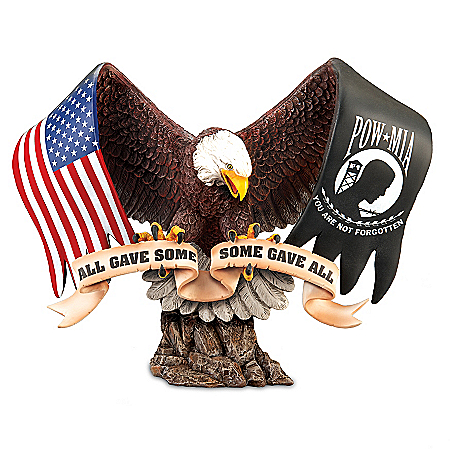 Never Forgotten POW-MIA Hand-Painted Eagle Sculpture
