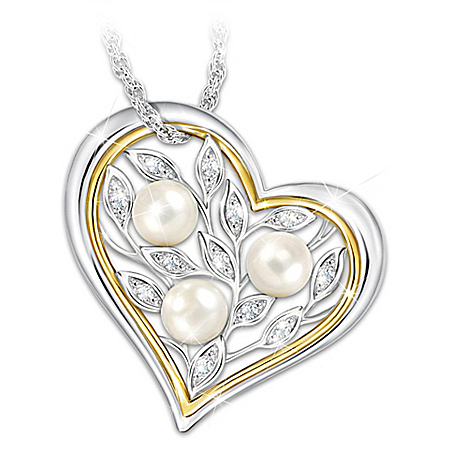 Always Loved Necklace For Daughters With 3 Cultured Pearls