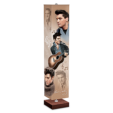 Elvis Presley Tribute Lamp With Art On 4-Sided Fabric Shade