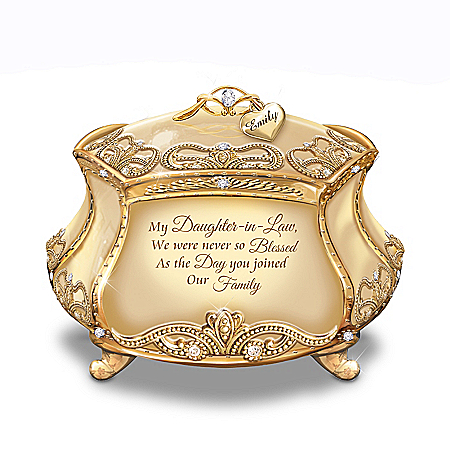 My Dearest Daughter-In-Law Music Box And Name-Engraved Charm