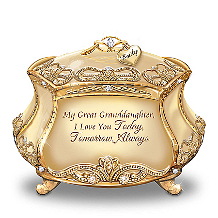 Personalized Great Granddaughter 22K Gold-Plated Music Box
