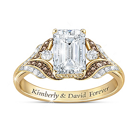 Love Of My Life Mocha Diamond And White Topaz Women’s Ring Personalized With 2 Names – Personalized Jewelry