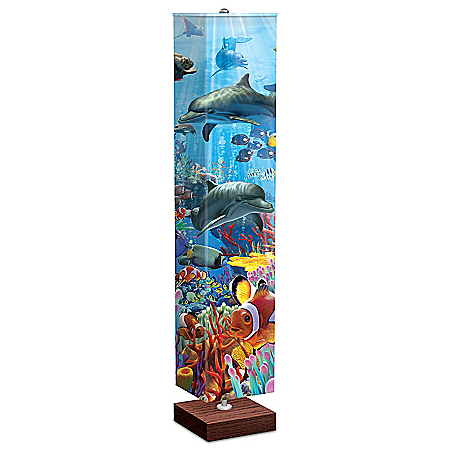 David Penfound 4-Sided Ocean-Themed Fabric Shade Floor Lamp
