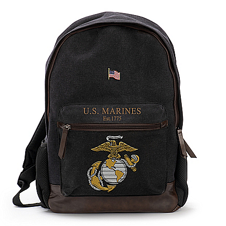 USMC Canvas Backpack With Free American Flag Pin