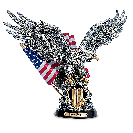 Never Forget 9/11 Tribute Cold-Cast Pewter Eagle Sculpture