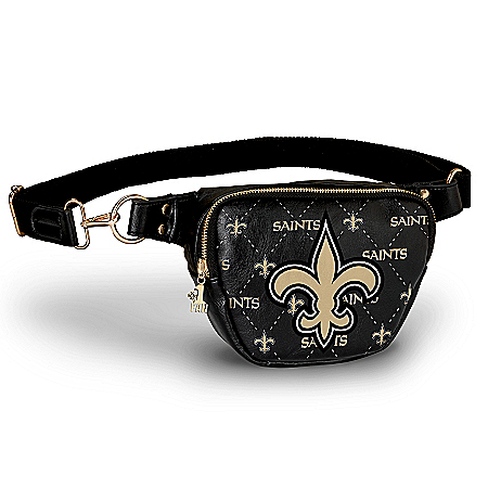 Saints Belt Bag With #1 Fan Charm & Adjustable Strap