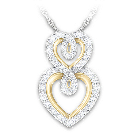 Mother Daughter Genuine Diamond Infinity Necklace