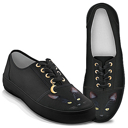 MystiCool Cat Canvas Shoes With Gold-Toned Moon Charm