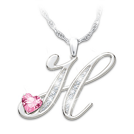 Granddaughter Of Mine Sterling Silver Initial Pendant Necklace Personalized With A Hand-Sculpted Letter & Adorned With A Heart-S