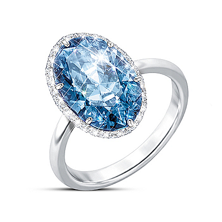 Vivid Blue Diamonesk Ring
