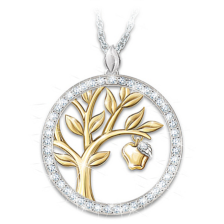 Tree Of Knowledge Crystal Pendant Necklace For Teachers