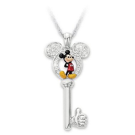 Mickey Mouse Key Necklace With Crystal Silhouette