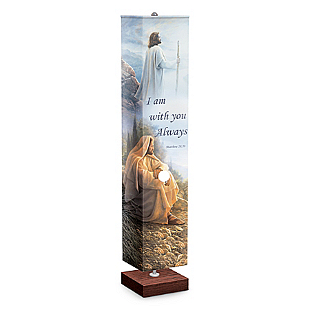 Religious Floor Lamp With 4-Sided Greg Olsen Art Shade