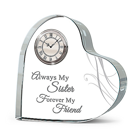Forever Loved Genuine Crystal Table Clock For Sisters