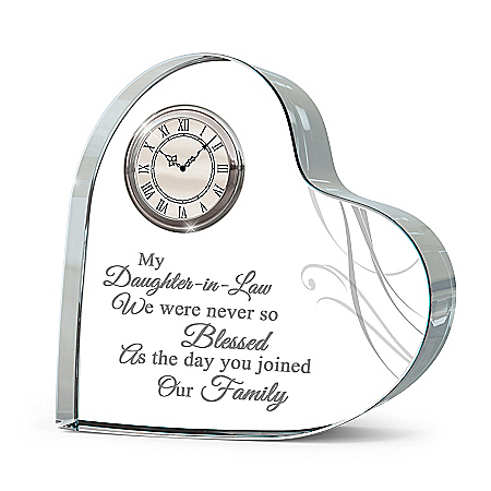 Forever Loved Daughter-In-Law Crystal Heart Table Clock