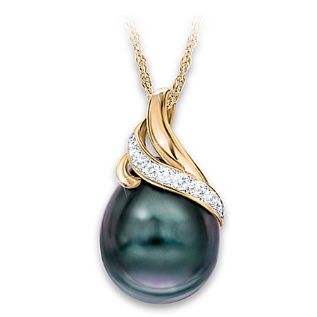 Queen Of Pearls Necklace: Cultured Tahitian Pearl & Diamonds