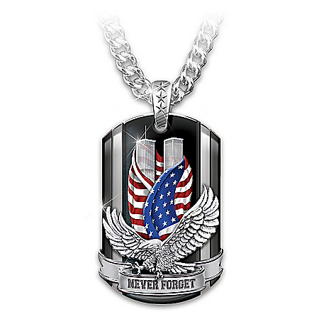 Never Forget 20th Anniversary 9/11 Men’s Dog Tag Necklace