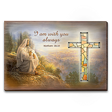 Greg Olsen Wall Decor With Illuminated Stained-Glass Cross