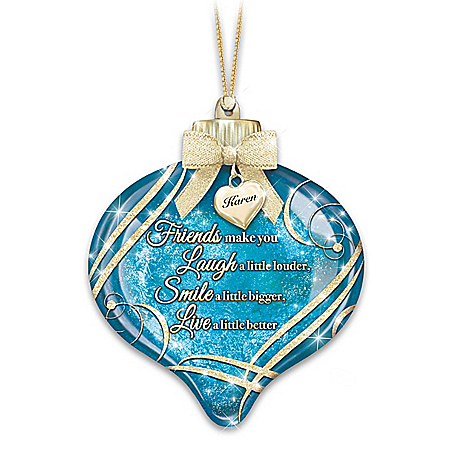 Illuminated Ornament With Personalized Charm For Friends