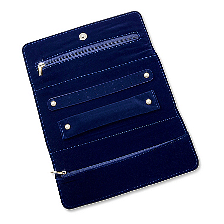 Velvet Travel Jewelry Case With Zippered Compartments