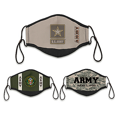 3 U.S. Army Adult Cloth Face Coverings With Case