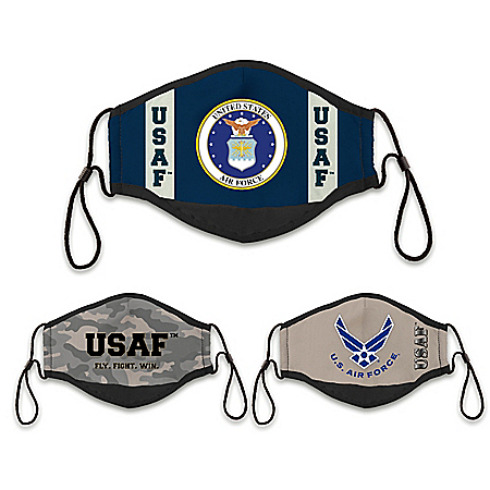 3 U.S. Air Force Adult Cloth Face Coverings With Case