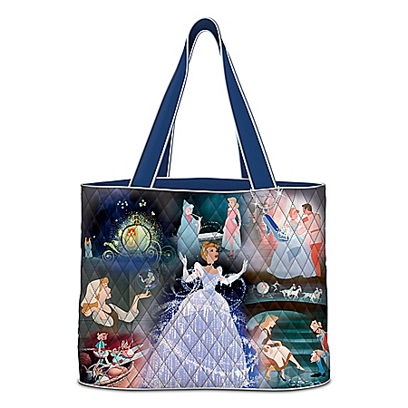 Disney Cinderella Quilted Tote Bag With Glass Slipper Charm