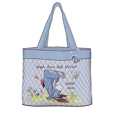 Disney Winnie The Pooh Eeyore Quilted Tote Bag With Charm