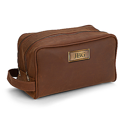 Personalized Faux Leather Toiletry Bag With Your Initials