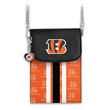 Bengals Crossbody Cell Phone Bag With Logo Charm