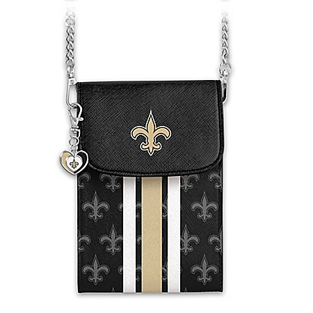Saints Crossbody Cell Phone Bag With Logo Charm
