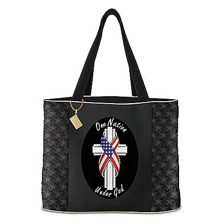 One Nation Under God Tote Bag With American Flag Charm
