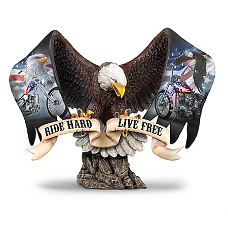 Ride Hard, Live Free Motorcycle Tribute Eagle Sculpture