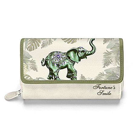 Fortune’s Smile Trifold Women’s Wallet With Elephant Art