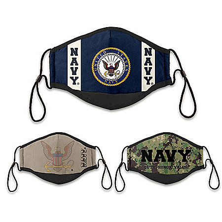 3 U.S. Navy Adult Cloth Face Coverings With Case