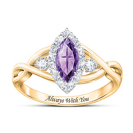 Always With You Genuine Amethyst And Topaz Religious Ring