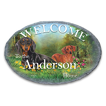 Dachshunds All-Weather Personalized Welcome Sign