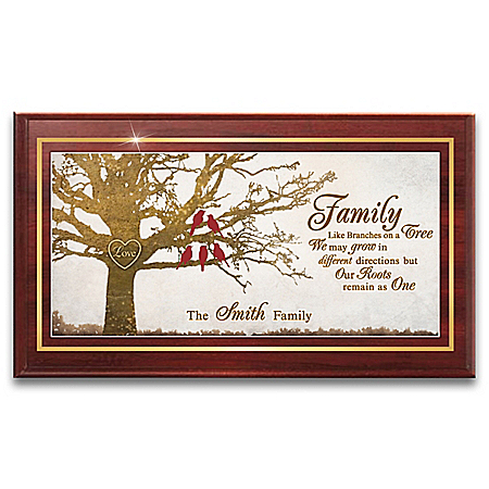 Our Family Tree Plaque With Name And Bird For Each Member
