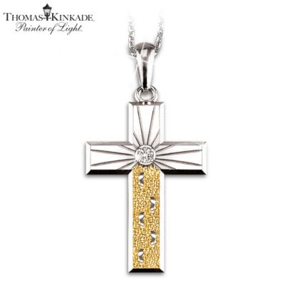 Thomas Kinkade Footprints In The Sand Diamond Pendant