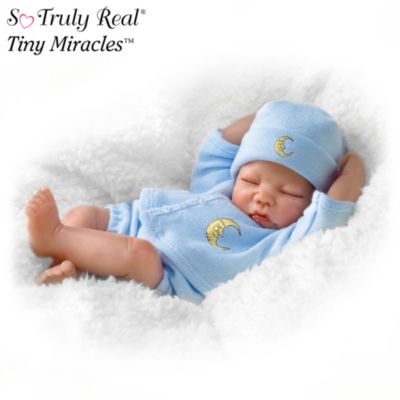 Tiny Miracles Lullaby Goodnight Posable Realistic Sleeping Baby Boy Doll With Blue Outfit