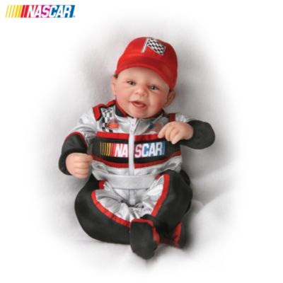 Realistic Lifelike Baby Doll Dressed In NASCAR Racing Suit: Rev Up Your Engines